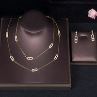 Luxury Earring Ring Sets Stackable Long Necklace 💎
