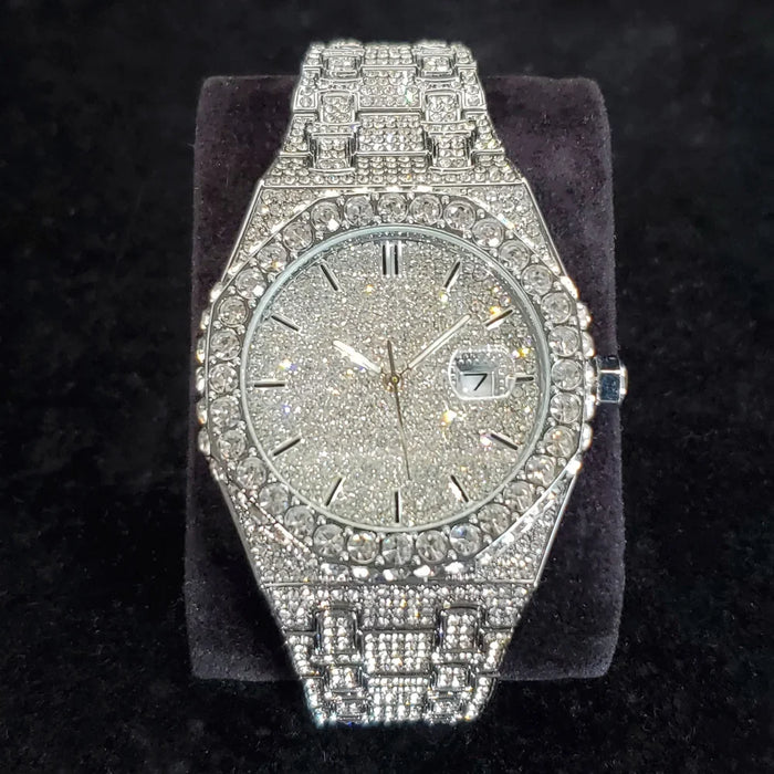 Luxury Fashion Diamond Watch for Men Top Brand Iced Out Stainless Steel 💎
