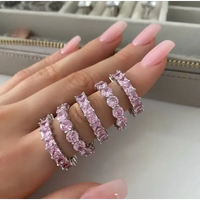 Luxury Fashion Pink Engagement Wedding Band Eternity Ring 💍