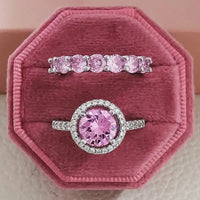 Luxury Fashion Pink Engagement Wedding Band Eternity Ring 💍