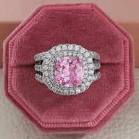 Luxury Fashion Pink Engagement Wedding Band Eternity Ring 💍