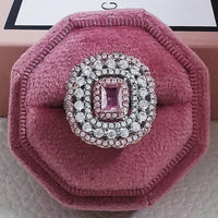 Luxury Fashion Pink Engagement Wedding Band Eternity Ring 💍