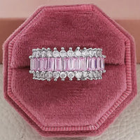 Luxury Fashion Pink Engagement Wedding Band Eternity Ring 💍