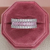 Luxury Fashion Pink Engagement Wedding Band Eternity Ring 💍