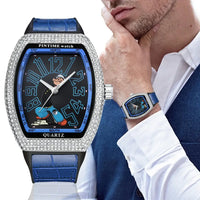 Luxury FM Style Moissanite Watches for Men Luxury Diamond Tonneau Watch ⌚️