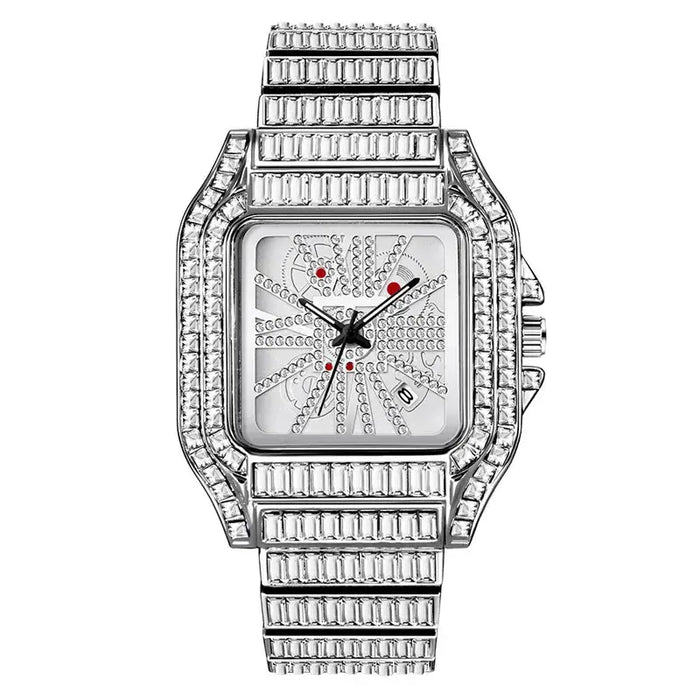 Luxury Full Diamond Hip Hop Calendar Quartz Watch ⌚️