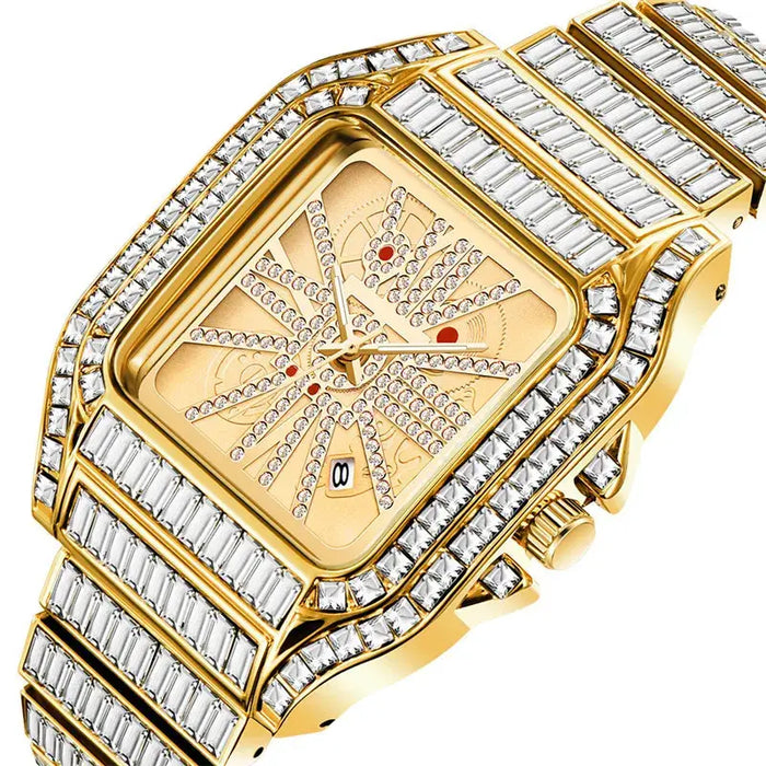 Luxury Full Diamond Hip Hop Calendar Quartz Watch ⌚️