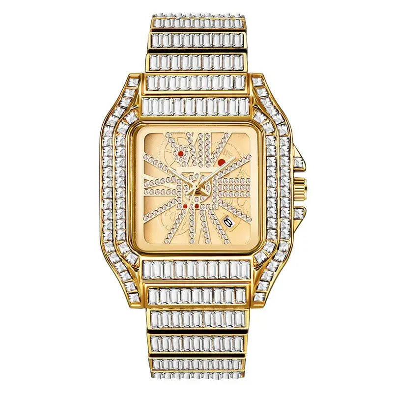 Luxury Full Diamond Hip Hop Calendar Quartz Watch ⌚️