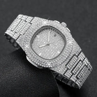 Luxury Full Diamond Men's Stainless Steel Watches Male Sports Quartz Wristwatch 💎