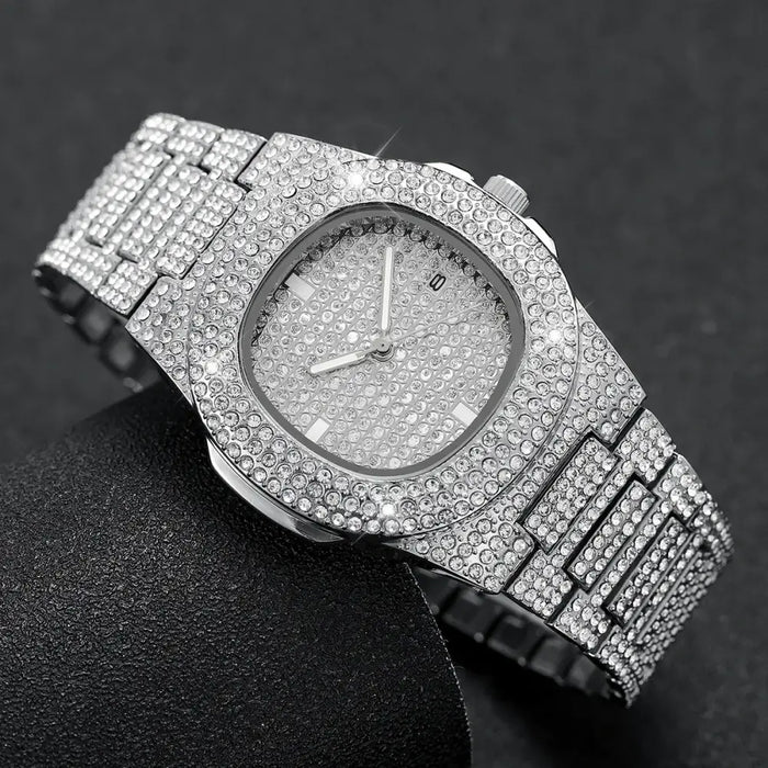 Luxury Full Diamond Men's Stainless Steel Watches Male Sports Quartz Wristwatch 💎