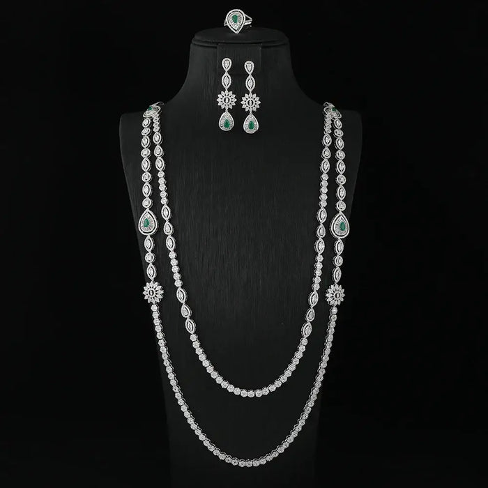 Luxury Geometric Sunflower Ball Water Drop Long Necklace Earrings Ring Sets 💎