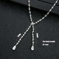 Luxury Geometric Water Drop Necklace Earrings Cubic Zirconia💎