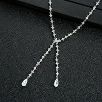 Luxury Geometric Water Drop Necklace Earrings Cubic Zirconia💎
