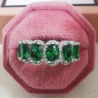 Luxury Green Black Pink Silver color Eternity Band Ring For Women 💍