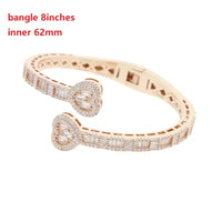 Luxury Heart Bangle Bracelet – 18K Gold Plated Iced CZ Open Cuff for Women 💎