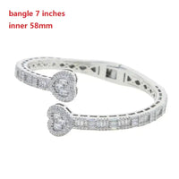 Luxury Heart Bangle Bracelet – 18K Gold Plated Iced CZ Open Cuff for Women 💎