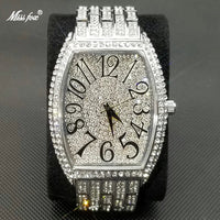 Luxury Ice Out Mens Watches Popular Tonneau Full Diamond Silver Geneva 💎