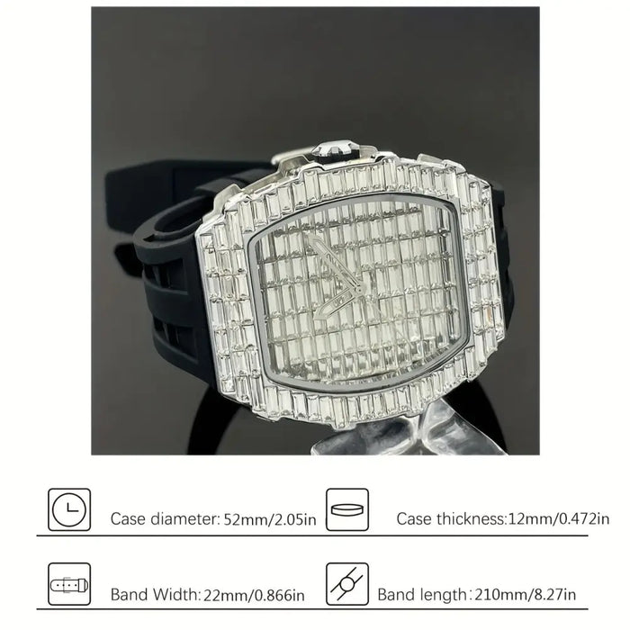 Luxury Ice Watch - Large Square Stainless Steel Case with Sparkling Rhinestone ⌚️