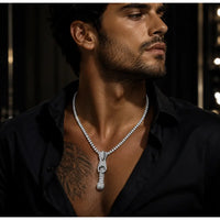 Luxury Iced Zipper Pendant Necklace – Premium Cubic Zirconia Unisex Statement Jewelry 💎