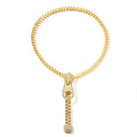 Luxury Iced Zipper Pendant Necklace – Premium Cubic Zirconia Unisex Statement Jewelry 💎