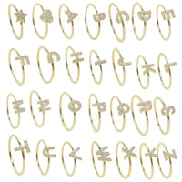 Luxury Initial Letter Ring – 18K Gold Plated CZ Alphabet Band for Women💎