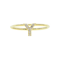 Luxury Initial Letter Ring – 18K Gold Plated CZ Alphabet Band for Women💎