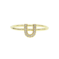 Luxury Initial Letter Ring – 18K Gold Plated CZ Alphabet Band for Women💎