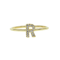 Luxury Initial Letter Ring – 18K Gold Plated CZ Alphabet Band for Women💎