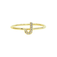 Luxury Initial Letter Ring – 18K Gold Plated CZ Alphabet Band for Women💎