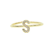 Luxury Initial Letter Ring – 18K Gold Plated CZ Alphabet Band for Women💎