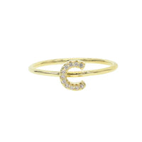 Luxury Initial Letter Ring – 18K Gold Plated CZ Alphabet Band for Women💎