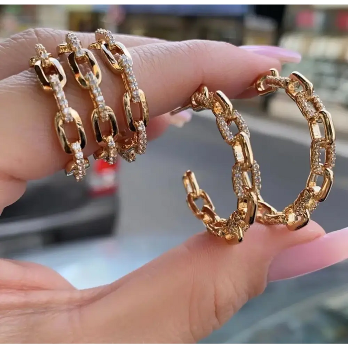 Luxury Link  Women Wedding Round Circle Hoop Earrings 💎