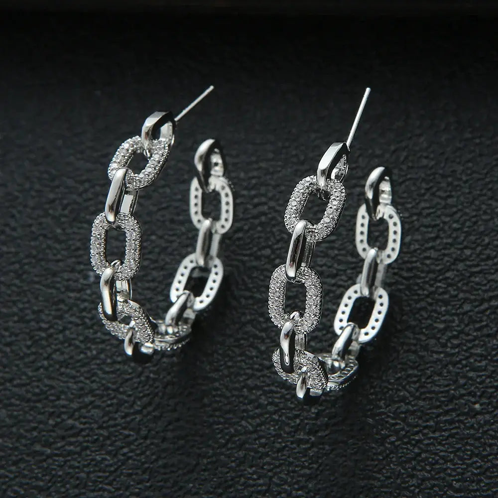 Luxury Link  Women Wedding Round Circle Hoop Earrings 💎