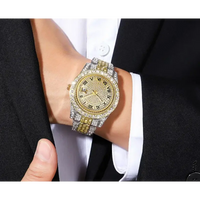 Luxury Men Watch Diamond Watch 2pcs Wrist Male Watch Rhinestone 💎