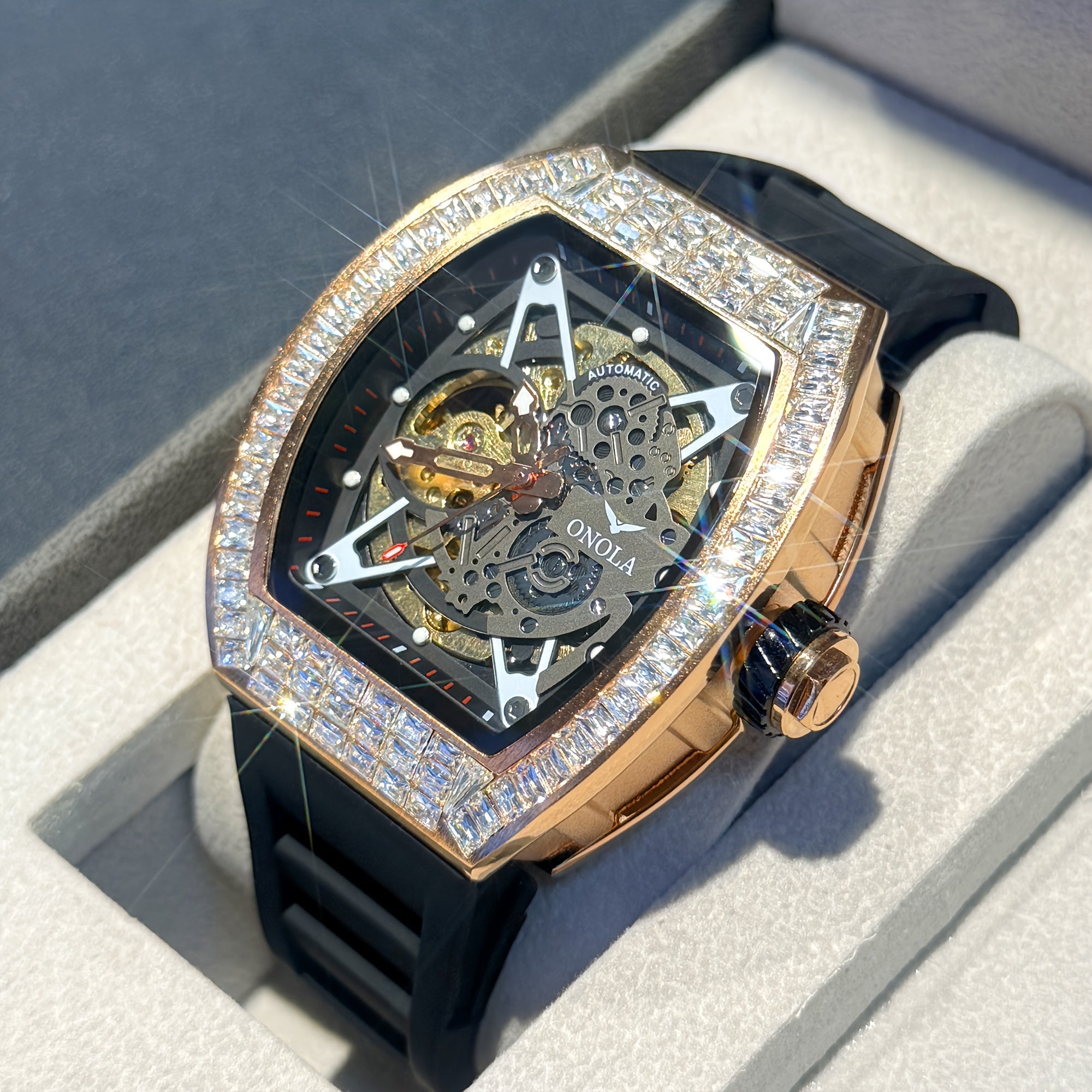 Luxury Men’S Skeleton Tourbillon Diamond Automatic Watch ⏱️ - accessories