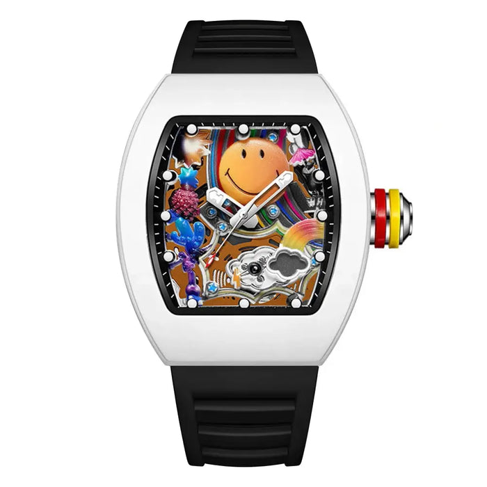 Luxury  Men's Sports Fashion Quartz Watch  Barrel-Shaped Silicone Men's Watch🙂