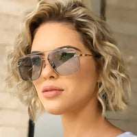 Luxury Metal Square Sunglasses Big Pilot Sunglasses 🕶️