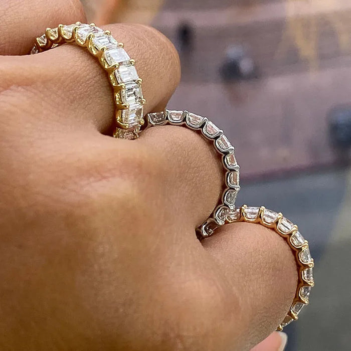 Luxury Micro Paved Square Cubic Zirconia Promise Love Rings 💍