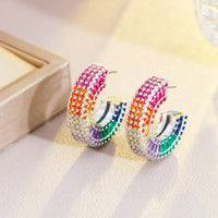 Luxury Multicolor Cubic Zirconia Hoop Earrings for Women – Sparkling Fashion Jewelry ✨🌈💎