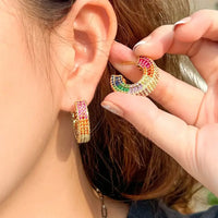 Luxury Multicolor Cubic Zirconia Hoop Earrings for Women – Sparkling Fashion Jewelry ✨🌈💎