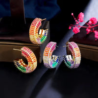 Luxury Multicolor Cubic Zirconia Hoop Earrings for Women – Sparkling Fashion Jewelry ✨🌈💎