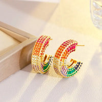 Luxury Multicolor Cubic Zirconia Hoop Earrings for Women – Sparkling Fashion Jewelry ✨🌈💎