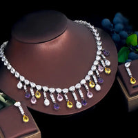 Luxury Multicolor Cubic Zirconia Water Drop Necklace & Earrings Set for Women ✨💎