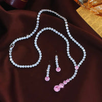 Luxury Pink Cubic Zirconia Bridal Necklace & Earrings Set for Women ✨💎