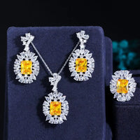 Luxury Purple & White Cubic Zirconia Jewelry Set for Women – Necklace, Earrings & Ring ✨💎