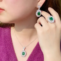 Luxury Purple & White Cubic Zirconia Jewelry Set for Women – Necklace, Earrings & Ring ✨💎