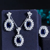 Luxury Purple & White Cubic Zirconia Jewelry Set for Women – Necklace, Earrings & Ring ✨💎