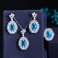 Luxury Purple & White Cubic Zirconia Jewelry Set for Women – Necklace, Earrings & Ring ✨💎