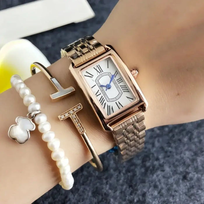 Luxury Retro Rectangular Women's Quartz Watch with Roman Dial ⌚️