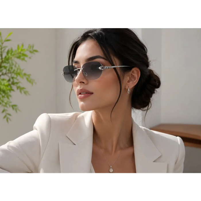 Luxury Rimless Oval Vintage Gradient Casual Shades Sunglasses ✨